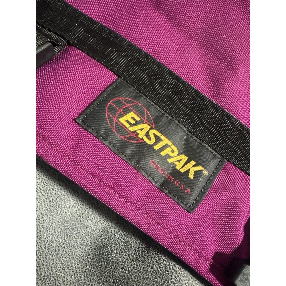 Vintage Eastpak Delegate Messenger Bag Suede/Leather Bottom USA Pink/purple